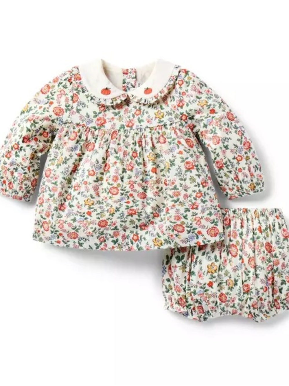Janie and Jack The Pumpkin Collar Floral Matching Set 6-12 Months